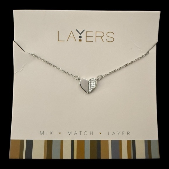 Layers Necklaces - Silver Heart & Two Tone Hearts - Both are new! - Picture 3 of 5